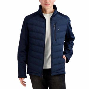 NWoT Nautica Men's Mixed Media Softshell Bomber Jacket Blue Size M $120 DD083